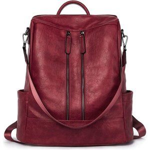 Women Backpack Purse Leather Red